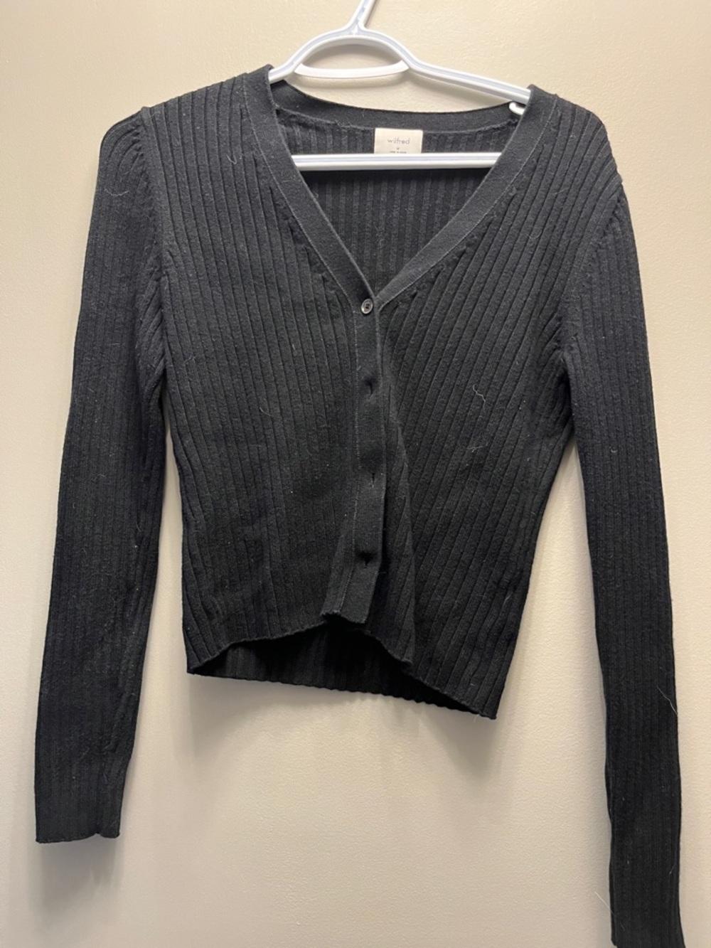 Wilfred Black Ribbed V-Neck Cardigan